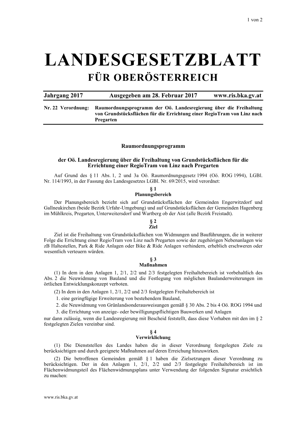 Landesgesetzblatt Für Oberösterreich