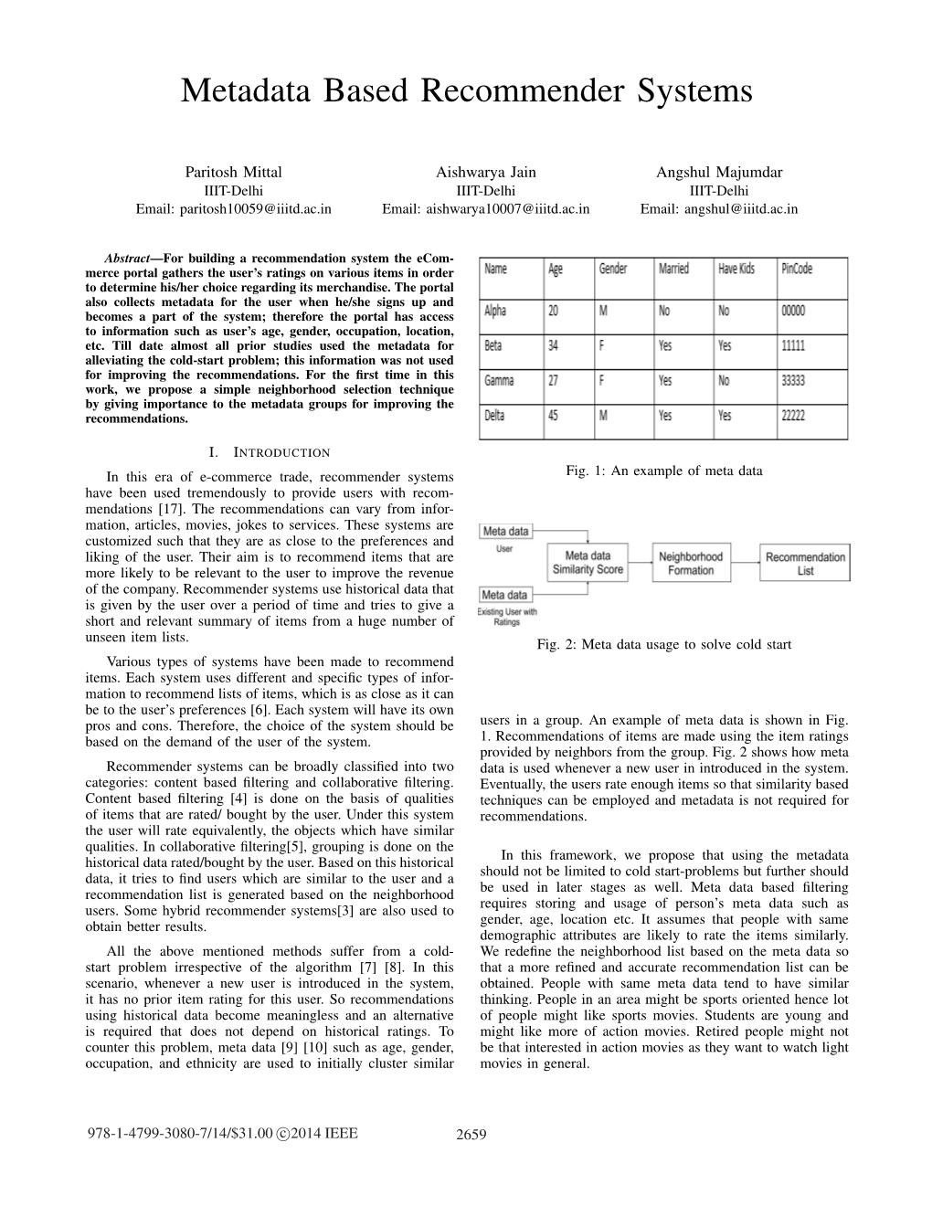 Metadata Based Recommender Systems