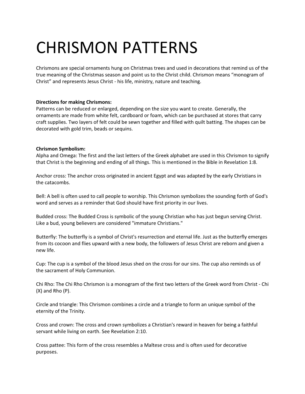 Chrismon Patterns