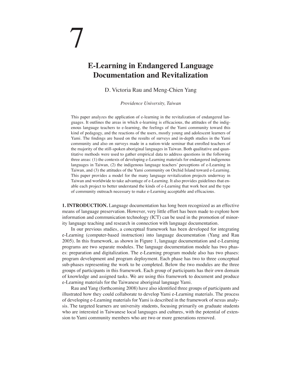 E-Learning in Endangered Language Documentation and Revitalization