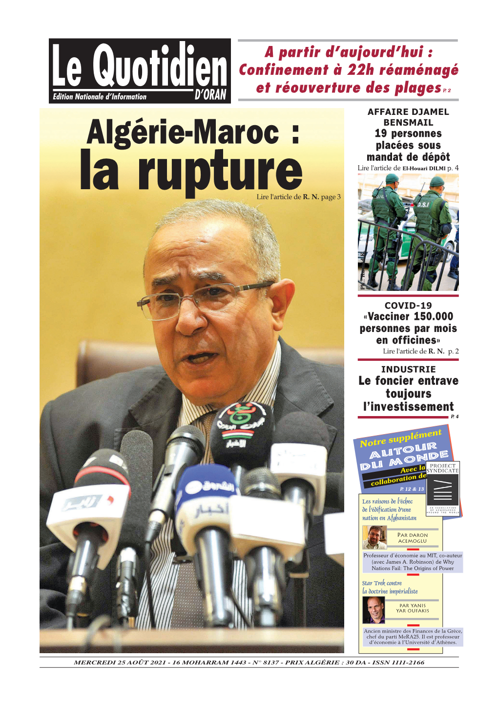 Pdf Le Quotidien D Oran Du 2021-08-25