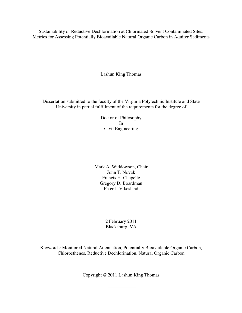 Sustainability of Reductive Dechlorination at Chlorinated