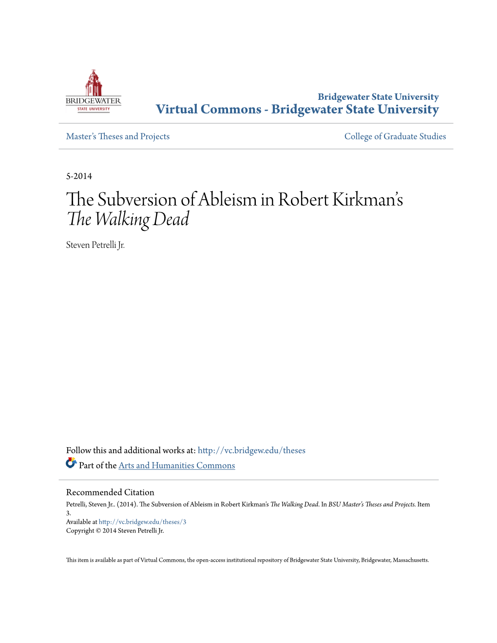 The Subversion of Ableism in Robert Kirkman's the Walking Dead