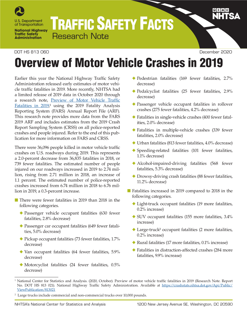 Overview of Motor Vehicle Crashes in 2019