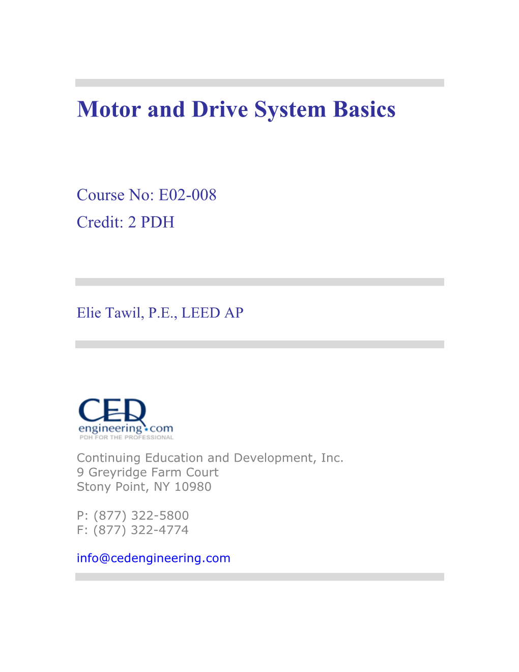 Improving Motor and Drive System Performance: a Sourcebook for Industry Section 1: Motor and Drive System Basics