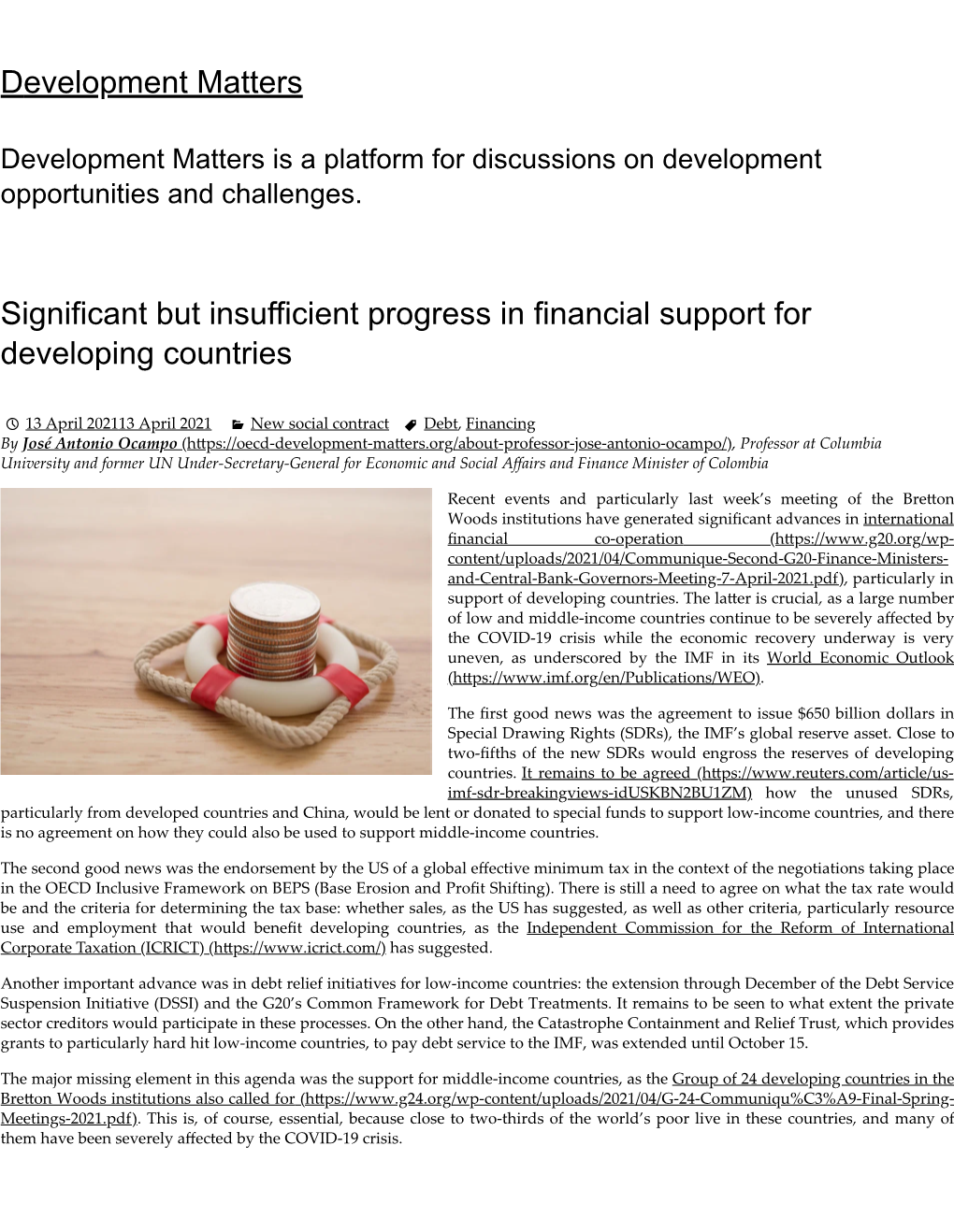 Significant but Insufficient Progress in Financial Support for Developing Countries