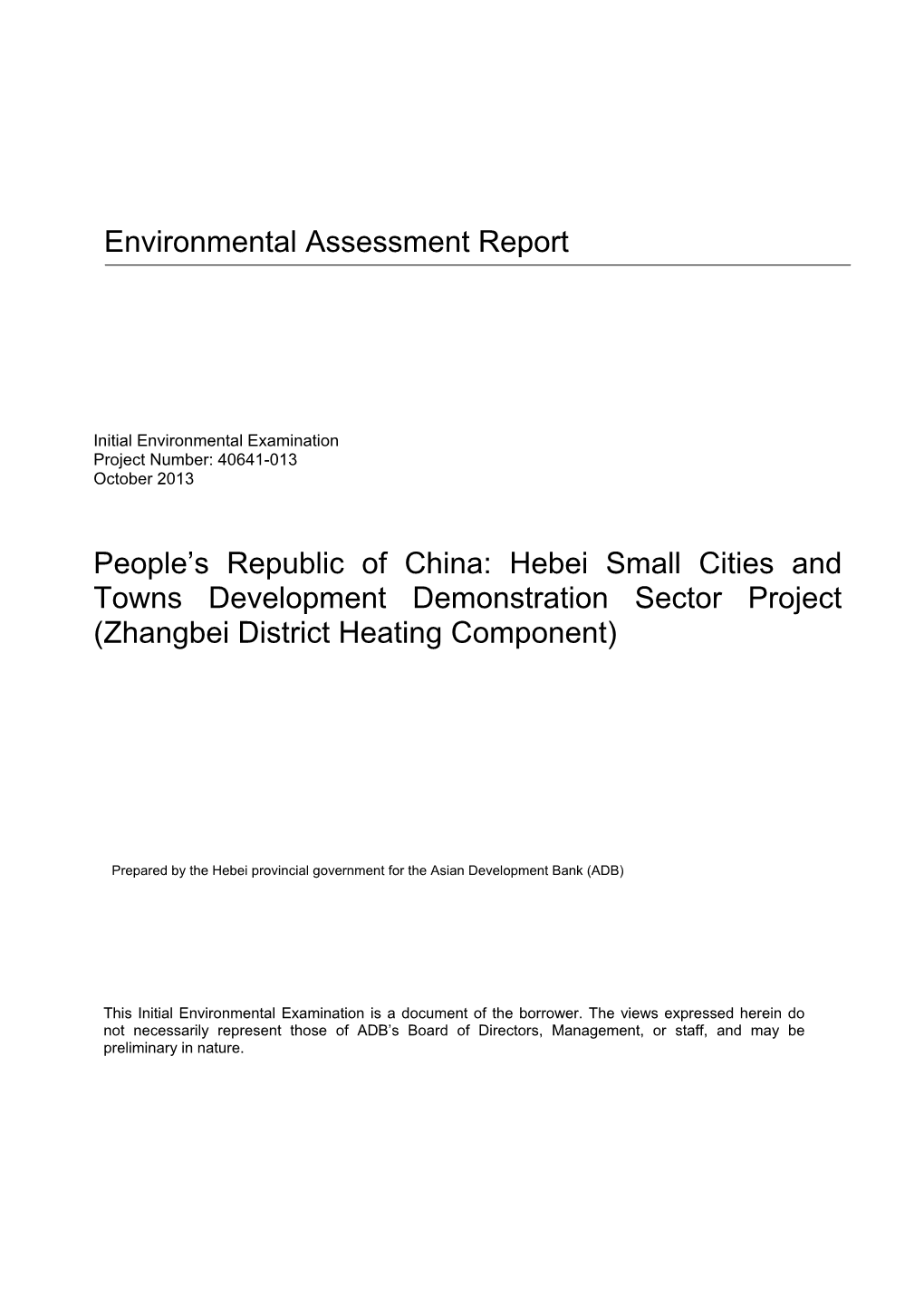 40641-013: Hebei Small Cities and Towns Development Demonstration