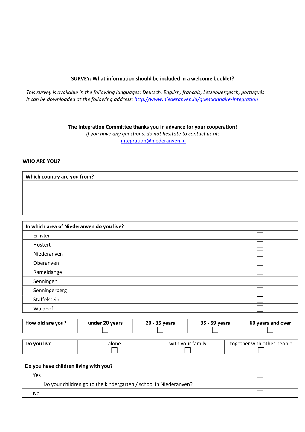 SURVEY: What Information Should Be Included in a Welcome Booklet?