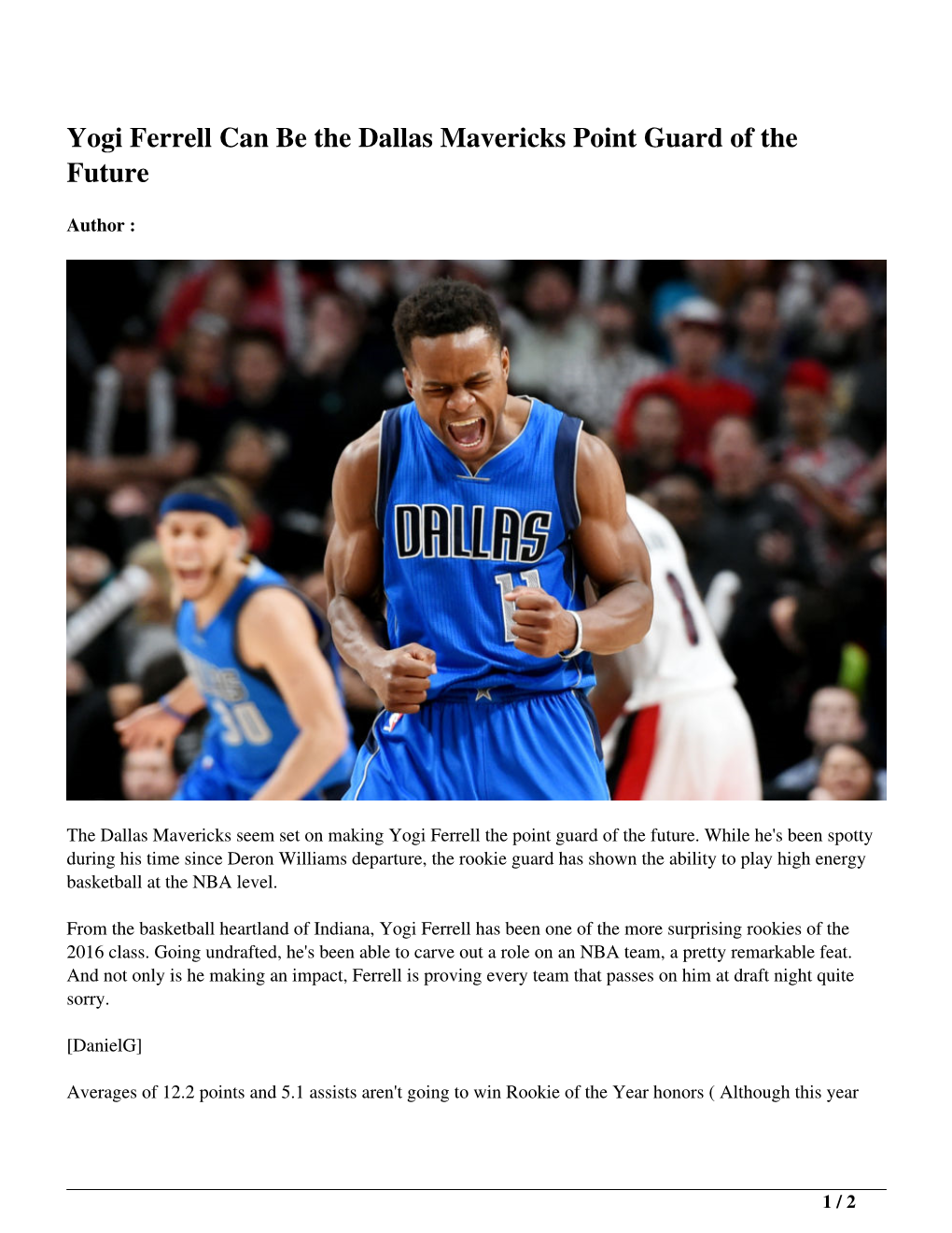 Yogi Ferrell Can Be the Dallas Mavericks Point Guard of the Future