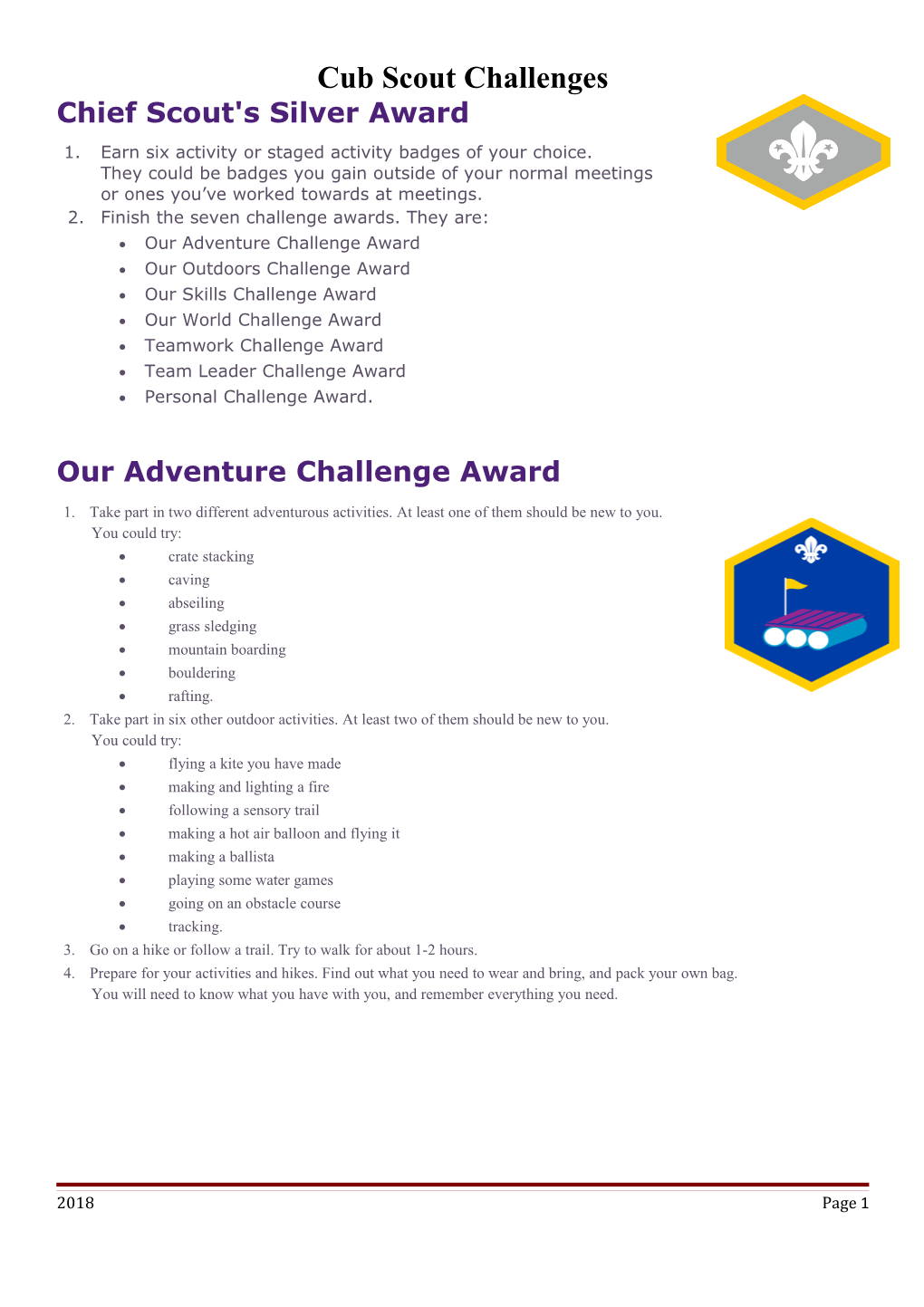 Cub Scout Challenges