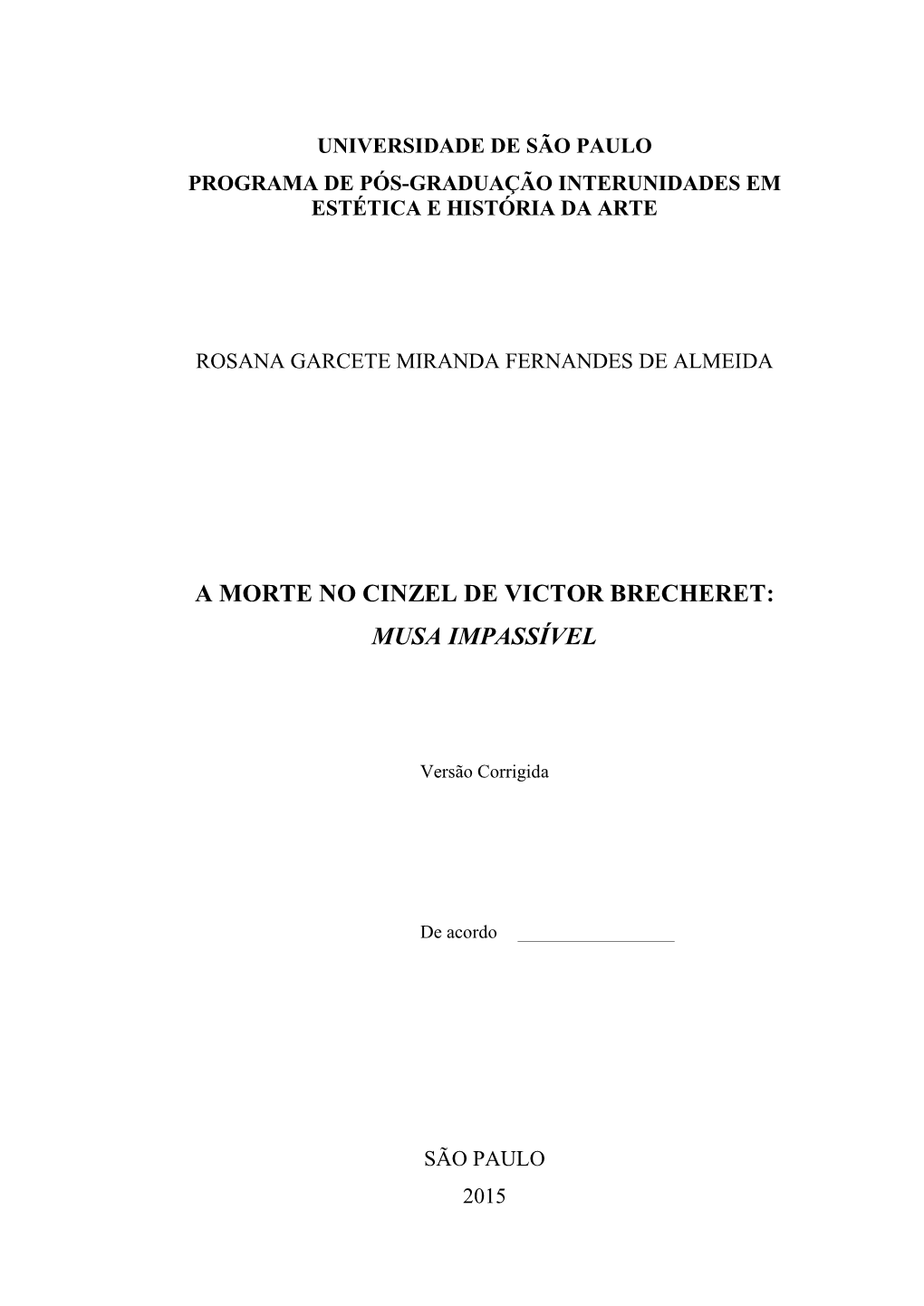 A Morte No Cinzel De Victor Brecheret: Musa Impassível