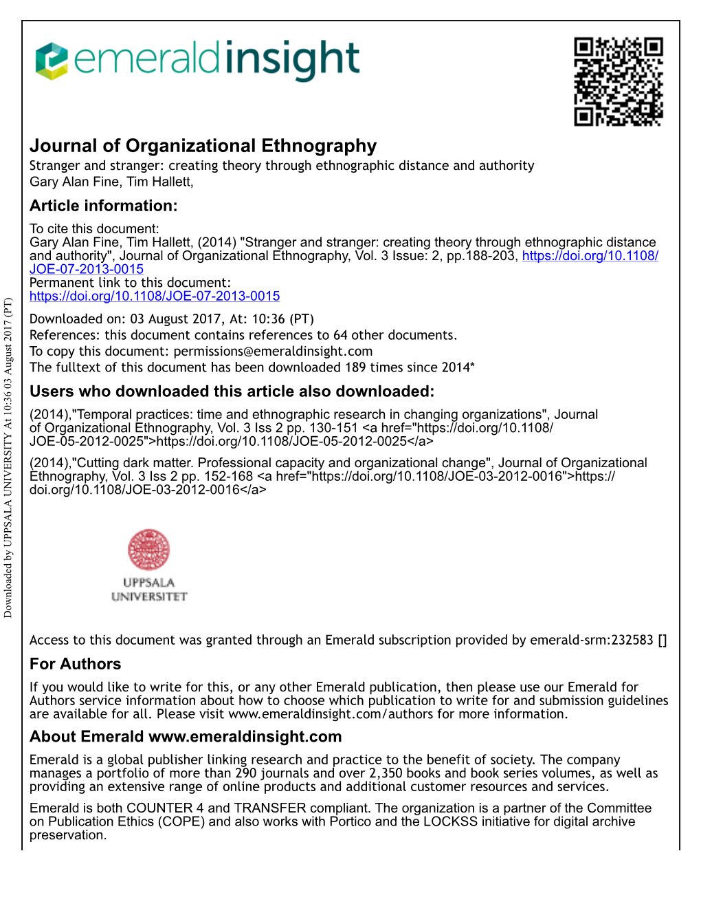 Stranger and Stranger: Creating Theory Through Ethnographic Distance And