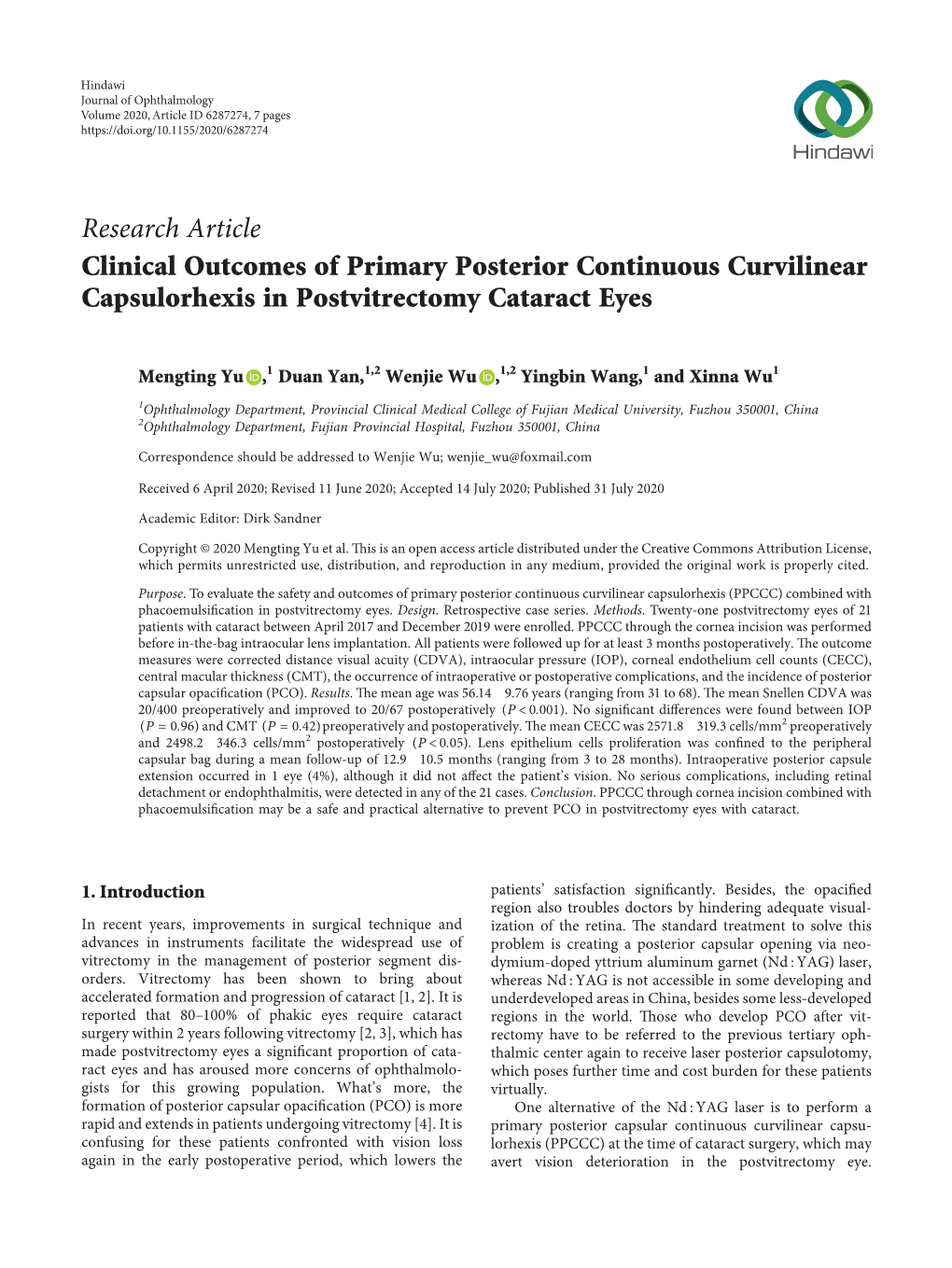 Clinical Outcomes of Primary Posterior Continuous Curvilinear Capsulorhexis in Postvitrectomy Cataract Eyes