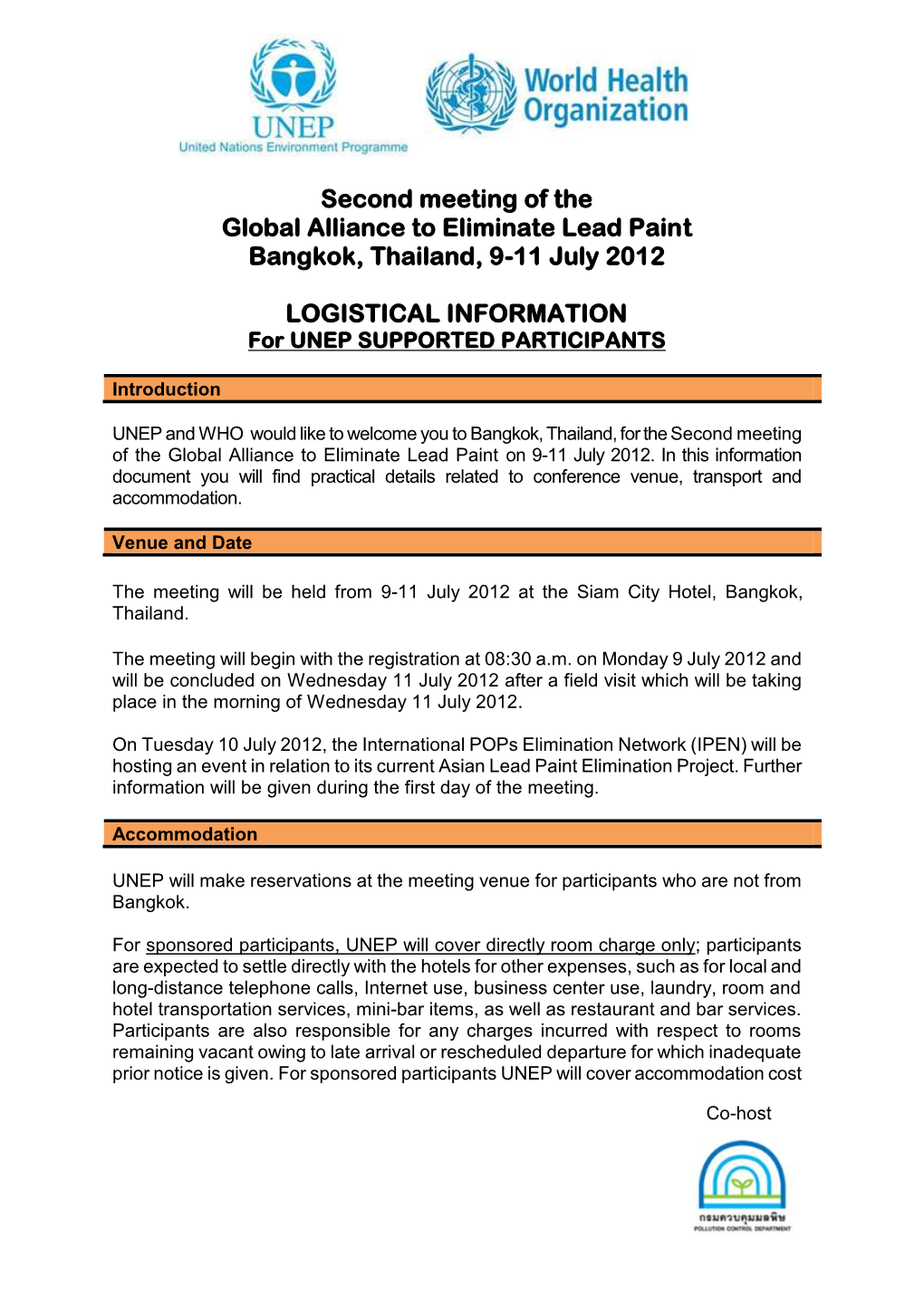 Second Meeting of the Global Alliance to Eliminate Lead Paint Bangkok, Thailand, 9-11 July 2012