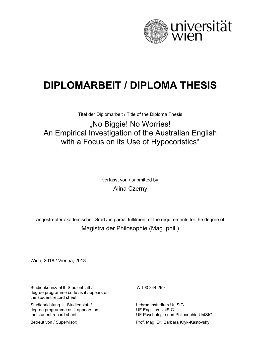 5. Qualitative Study on Hypocoristics in Australian English