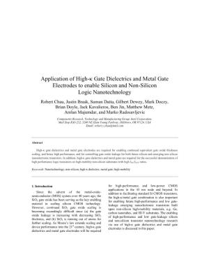 Application of High-Κ Gate Dielectrics and Metal Gate Electrodes To