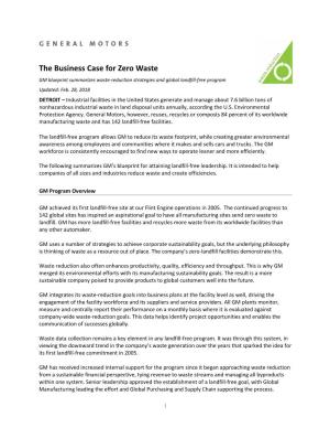 The Business Case for Zero Waste GM Blueprint Summarizes Waste-Reduction Strategies and Global Landfill-Free Program Updated: Feb