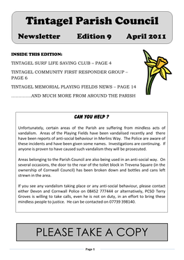 Tintagel Parish Council PLEASE TAKE a COPY