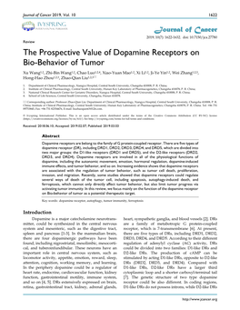 The Prospective Value of Dopamine Receptors on Bio-Behavior of Tumor