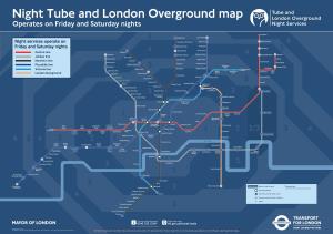 Night Tube and London Overground Map Operates on Friday and Saturday Nights