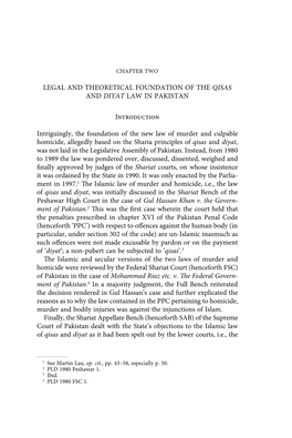 Legal and Theoretical Foundation of the Qisas and Diyat Law in Pakistan