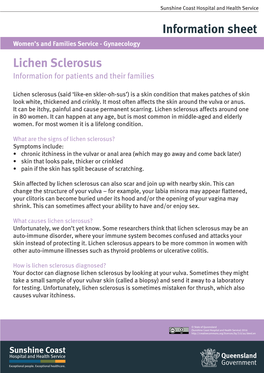 Lichen Sclerosus | Information Sheet