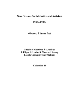New Orleans Social Justice and Activism