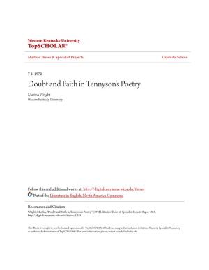 Doubt and Faith in Tennyson's Poetry Martha Wright Western Kentucky University
