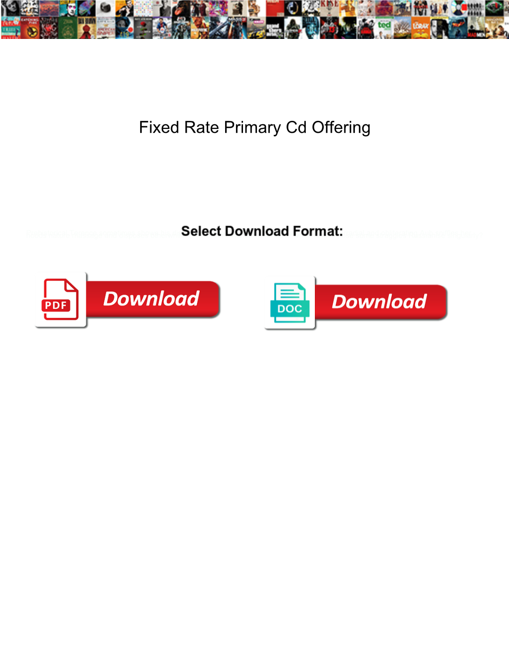 Fixed Rate Primary Cd Offering