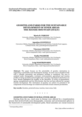 Geosites and Parks for the Sustainable Development of Inner Areas: the Matese Mountain (Italy)