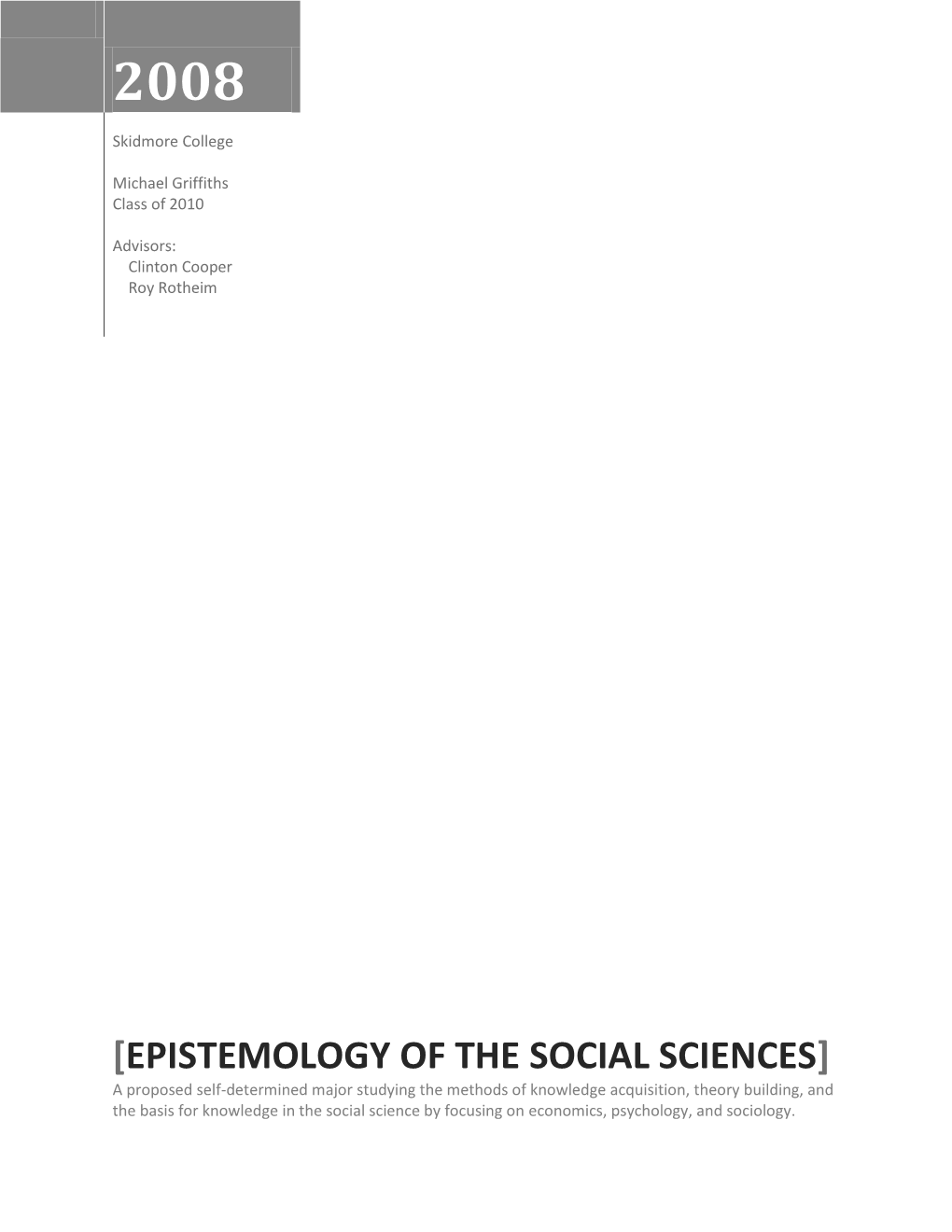 Epistemology of the Social Sciences