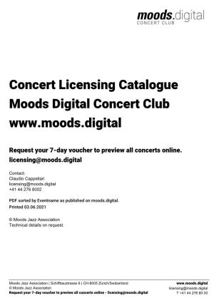 Concert Licensing Catalogue Moods Digital Concert Club