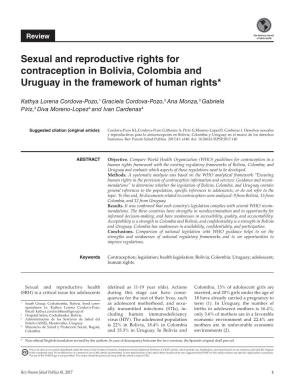 Sexual and Reproductive Rights for Contraception in Bolivia, Colombia and Uruguay in the Framework of Human Rights*