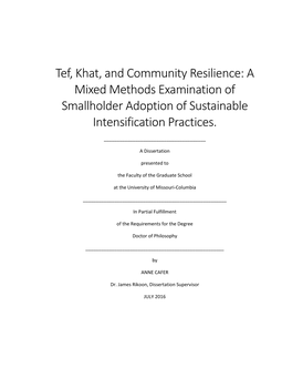 Tef, Khat, and Community Resilience: a Mixed Methods Examination of Smallholder Adoption of Sustainable Intensification Practices