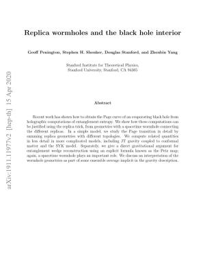 Replica Wormholes and the Black Hole Interior Arxiv:1911.11977V2