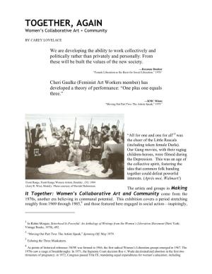 TOGETHER, AGAIN Women’S Collaborative Art + Community