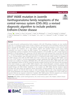 CNS-JXG): a Revised Diagnostic Algorithm to Include Pediatric Erdheim-Chester Disease J