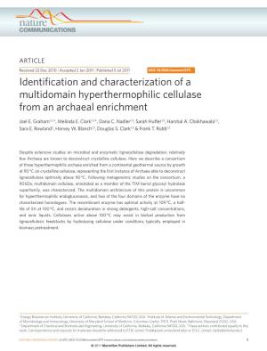 Identification and Characterization of a Multidomain Hyperthermophilic Cellulase from an Archaeal Enrichment