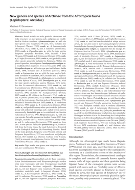 New Genera and Species of Arctiinae from the Afrotropical Fauna (Lepidoptera: Arctiidae)