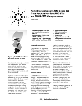 Agilent Technologies E5904B Option 300 Trace Port Analyzer for ARM7-ETM and ARM9-ETM Microprocessors Data Sheet