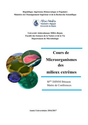 Cours De Microorganismes Des Milieux Extrêmes