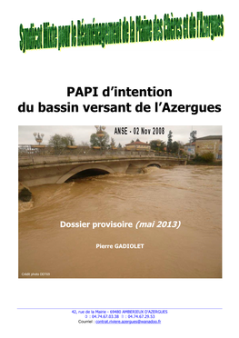 PAPI D'intention Du Bassin Versant De L'azergues