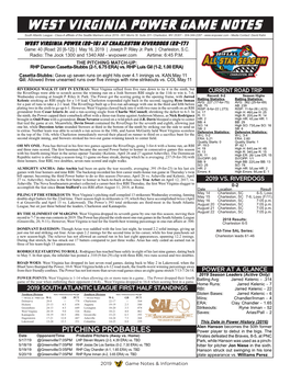 West Virginia Power Game Notes