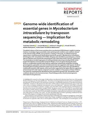 Genome-Wide Identification of Essential Genes in Mycobacterium