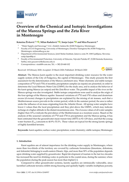Overview of the Chemical and Isotopic Investigations of the Mareza Springs and the Zeta River in Montenegro