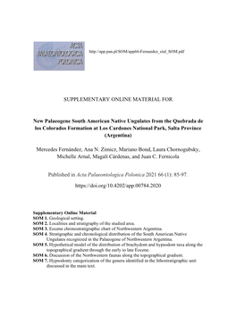 SUPPLEMENTARY ONLINE MATERIAL for New Palaeogene