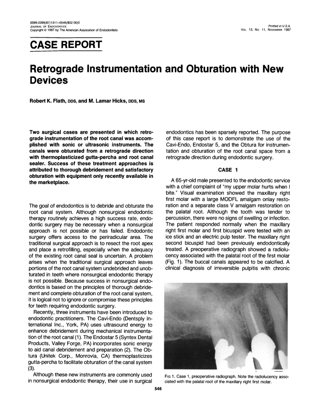 CASE REPORT Retrograde Instrumentation and Obturation With