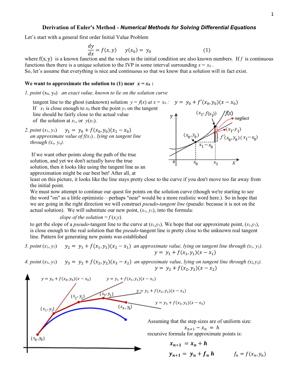 1 Derivation of Euler's Method