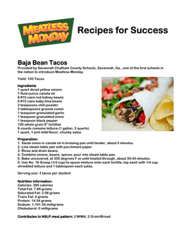 Recipes for Success Recipes for Success