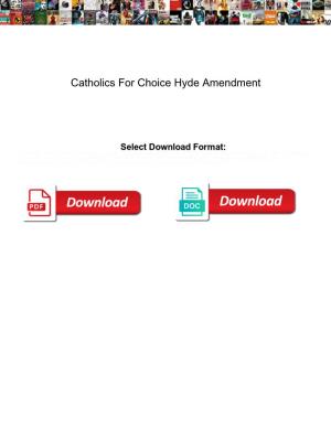 Catholics for Choice Hyde Amendment